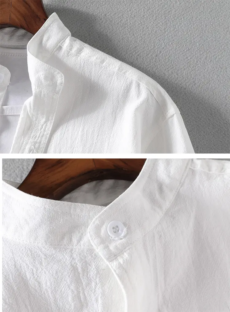 Men's Black Linen Short Sleeve Shirt — feature 9