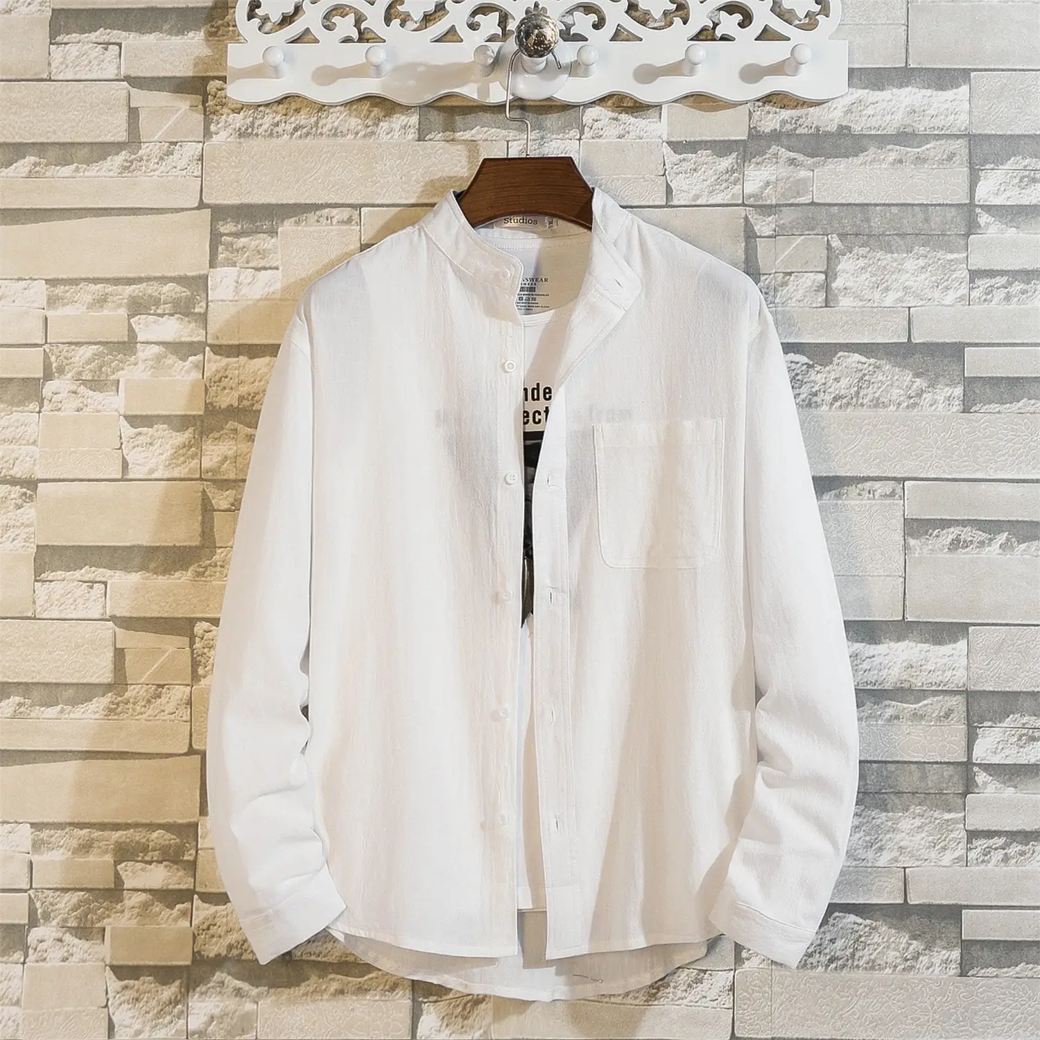 Men's Black Linen Short Sleeve Shirt - Image 4