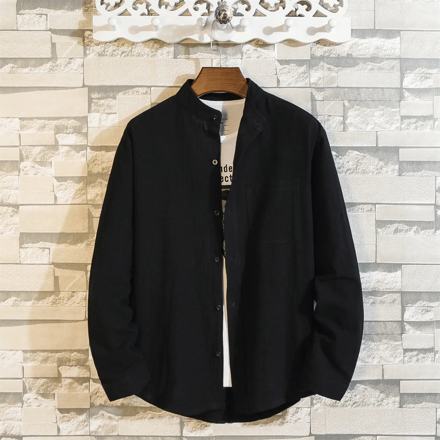 Men's Black Linen Short Sleeve Shirt - Image 5
