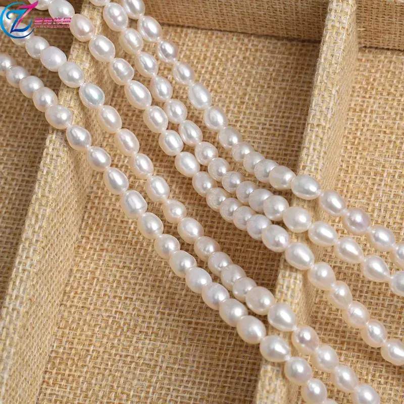 Strong Luster Natural Freshwater Pearls 5-6mm Rice-Shaped Baroque DIY Handmade Beading Loose Beads Necklace Semi-Finished Product - Image 3