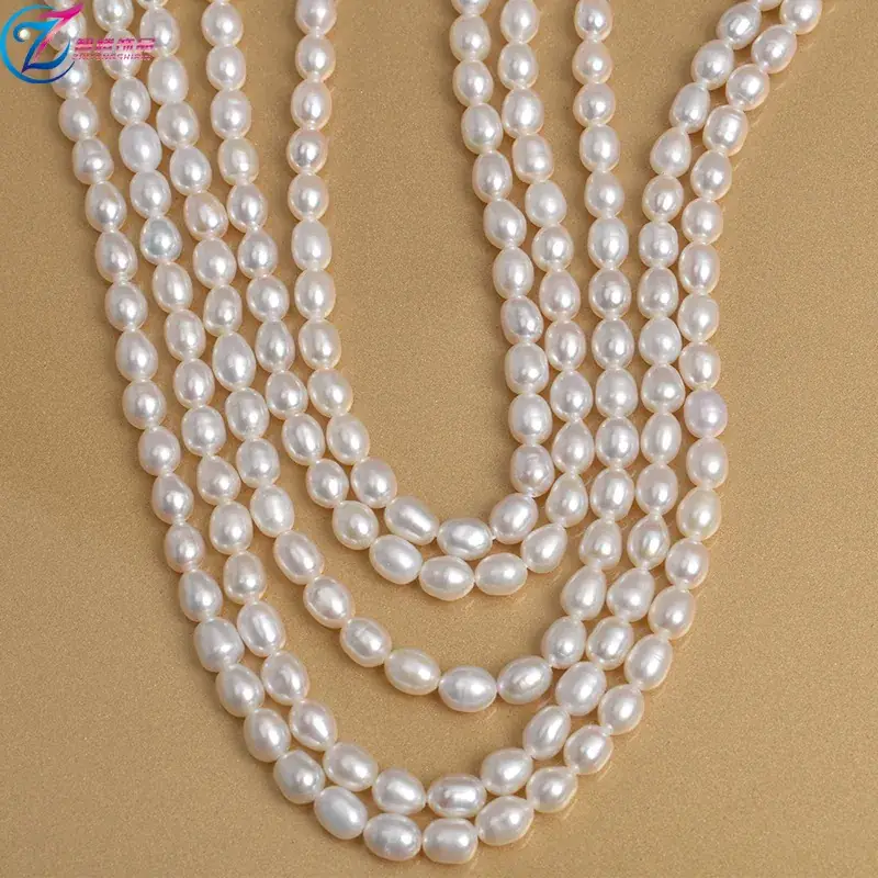 Strong Luster Natural Freshwater Pearls 5-6mm Rice-Shaped Baroque DIY Handmade Beading Loose Beads Necklace Semi-Finished Product - Image 4