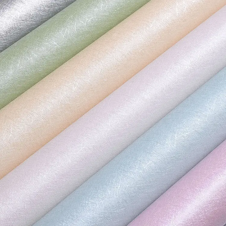 Factory wholesale self-adhesive linen fabric wallpaper warm dormitory bedroom plain solid color stickers Hotel background wall wallpaper