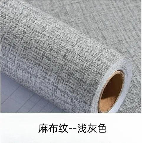 Factory wholesale self-adhesive linen fabric wallpaper warm dormitory bedroom plain solid color stickers Hotel background wall wallpaper