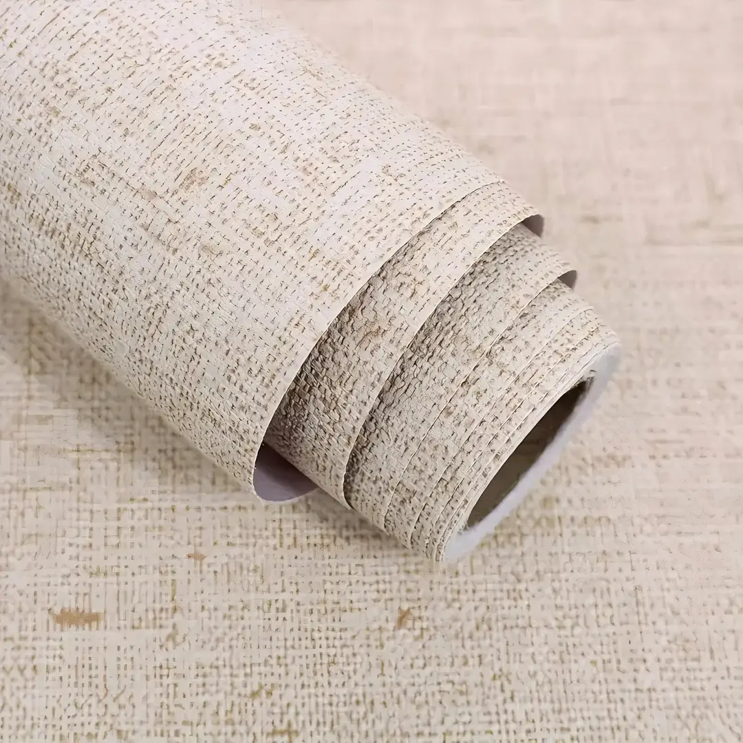 Factory wholesale self-adhesive linen fabric wallpaper warm dormitory bedroom plain solid color stickers Hotel background wall wallpaper