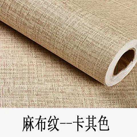 Factory wholesale self-adhesive linen fabric wallpaper warm dormitory bedroom plain solid color stickers Hotel background wall wallpaper