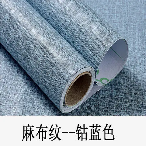 Factory wholesale self-adhesive linen fabric wallpaper warm dormitory bedroom plain solid color stickers Hotel background wall wallpaper