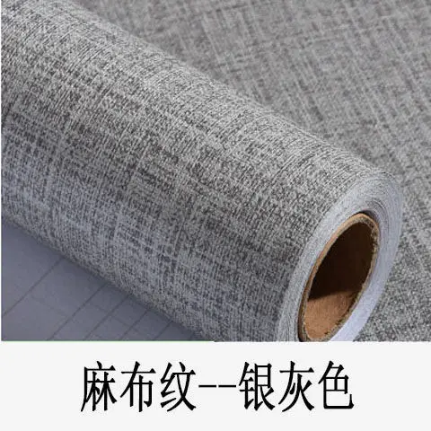 Factory wholesale self-adhesive linen fabric wallpaper warm dormitory bedroom plain solid color stickers Hotel background wall wallpaper