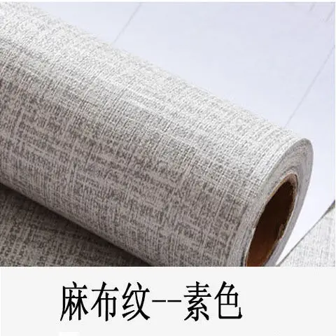 Factory wholesale self-adhesive linen fabric wallpaper warm dormitory bedroom plain solid color stickers Hotel background wall wallpaper