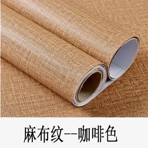 Factory wholesale self-adhesive linen fabric wallpaper warm dormitory bedroom plain solid color stickers Hotel background wall wallpaper