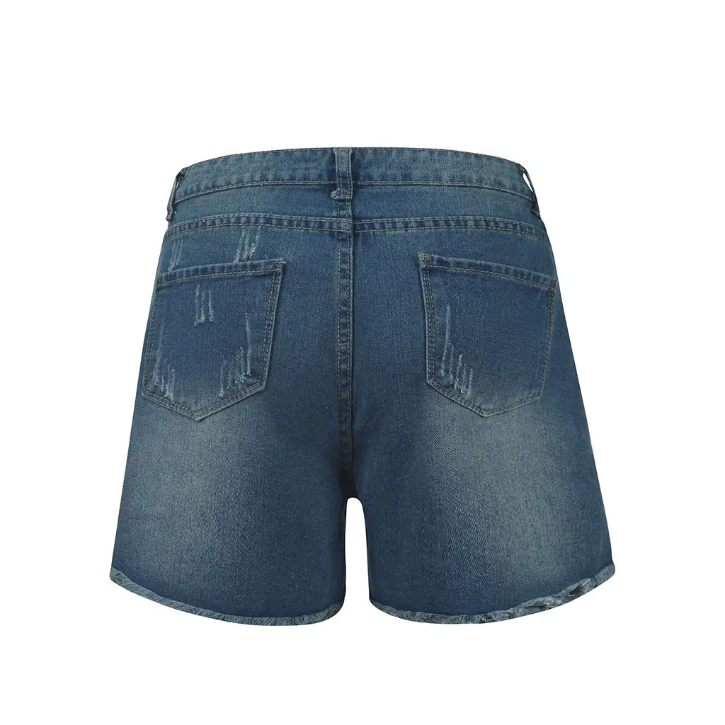 Women Denim Shorts High Waist Hole Washed Europe US — feature 9
