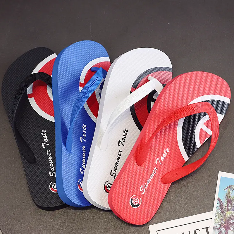 Men's Korean Style Black Red Flip Flops Non-Slip