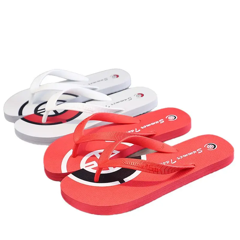 Men's Korean Style Black Red Flip Flops Non-Slip