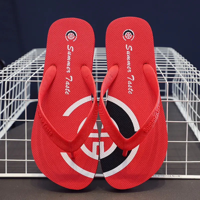 Men's Korean Style Black Red Flip Flops Non-Slip