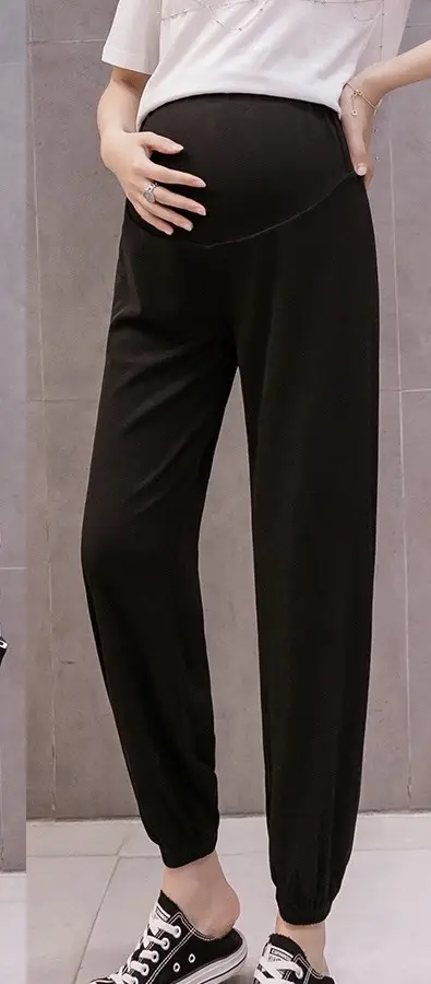 Pregnant Women Ice Silk Wide Leg Pants Straight Tube Split - Image 8