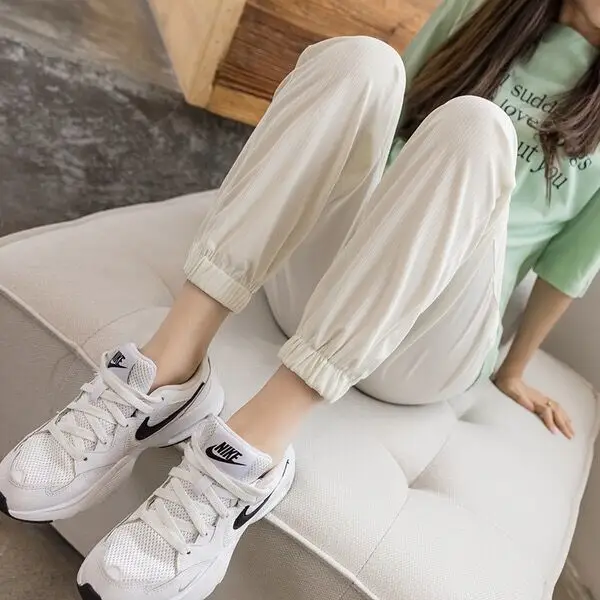 Pregnant Women Ice Silk Wide Leg Pants Straight Tube Split - Image 10