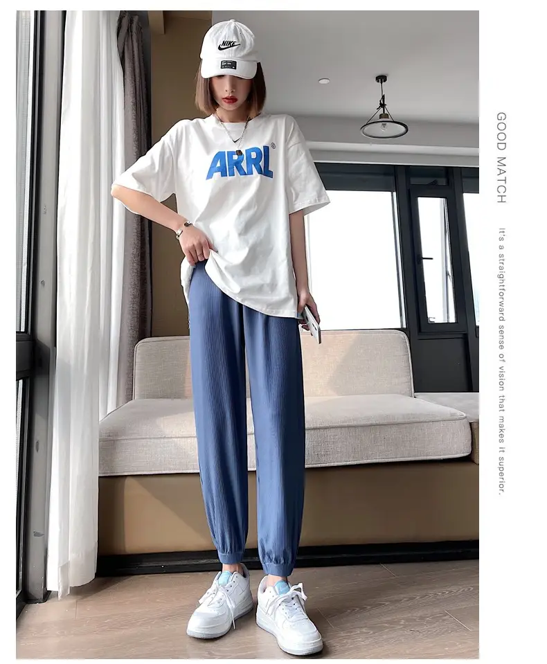 Pregnant Women Ice Silk Wide Leg Pants Straight Tube Split - Image 11