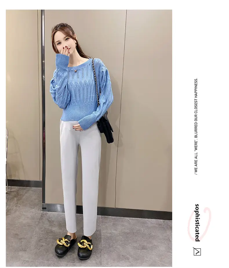 Pregnant Women Ice Silk Wide Leg Pants Straight Tube Split - Image 3