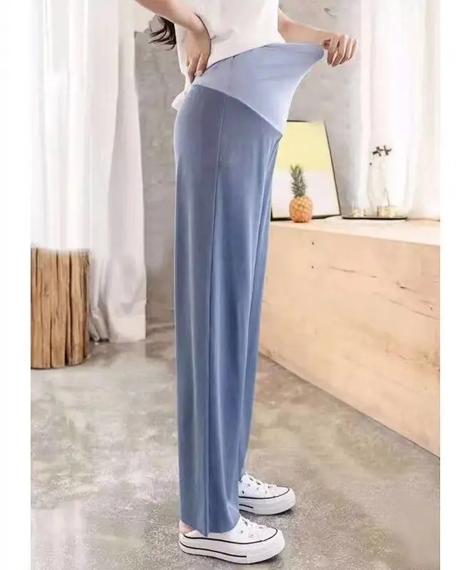 Pregnant Women Ice Silk Wide Leg Pants Straight Tube Split - Image 7