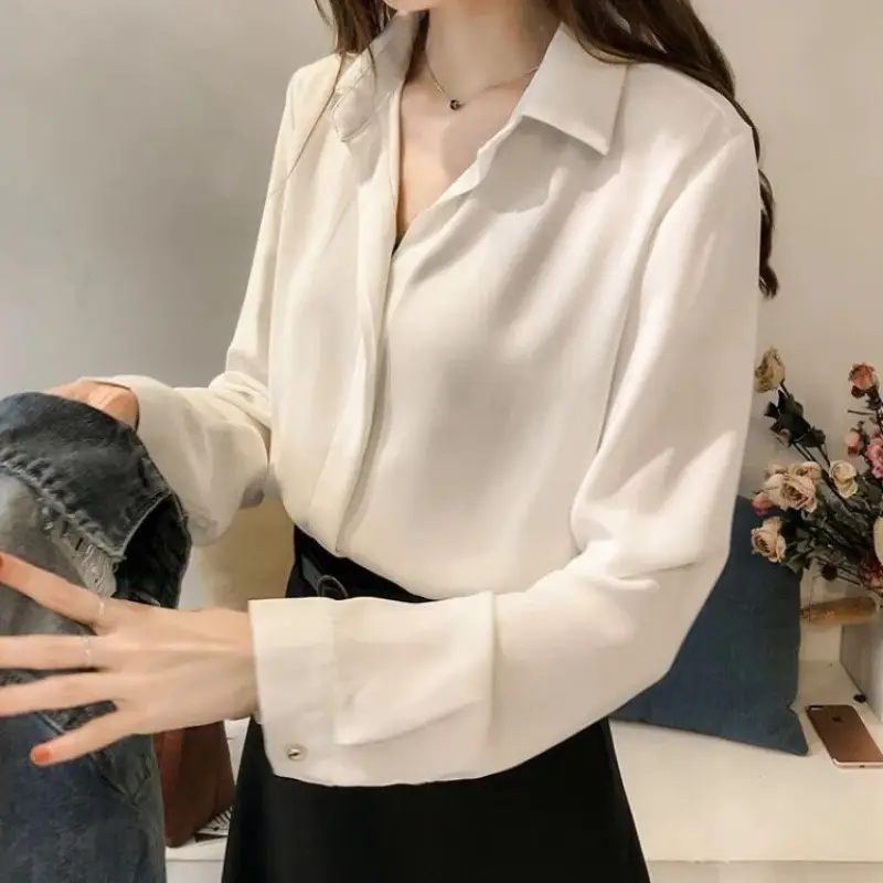 2021 Korean Style Long Sleeve Chiffon Shirt Women - Image 2