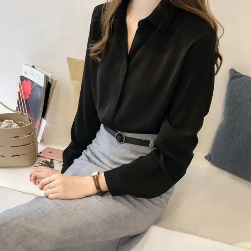 2021 Korean Style Long Sleeve Chiffon Shirt Women - Image 4