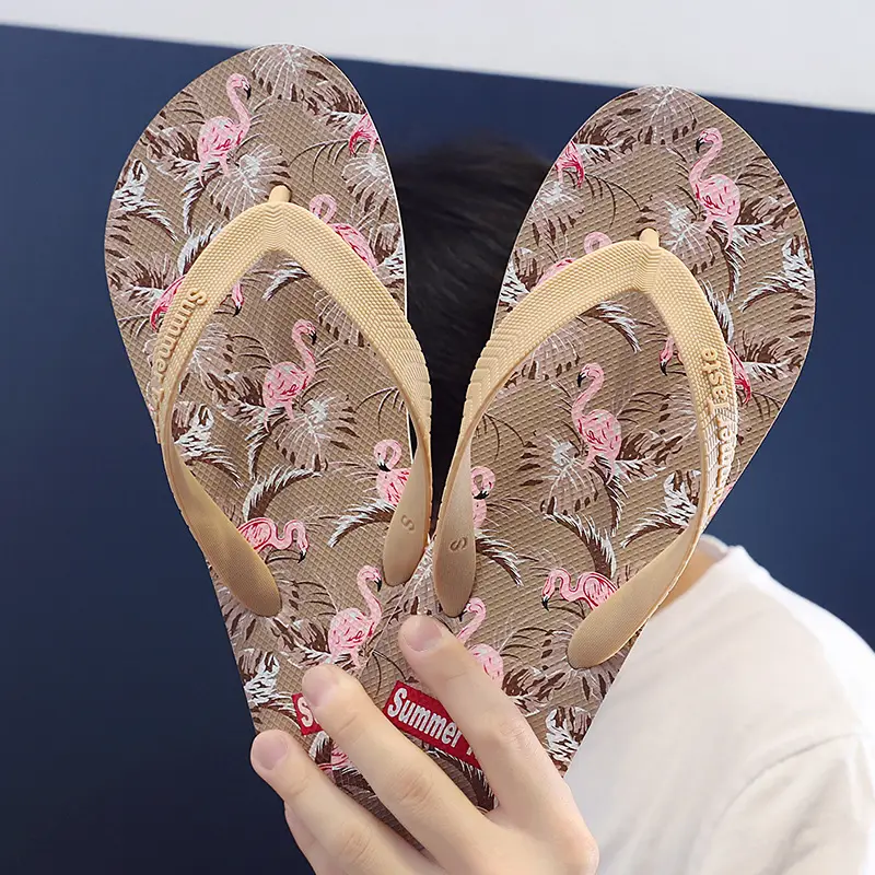 Men's Tropical Print Flip Flops Summer Wear