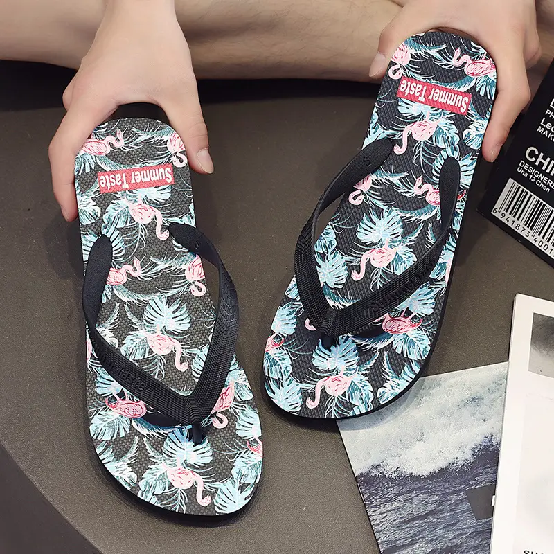 Men's Tropical Print Flip Flops Summer Wear