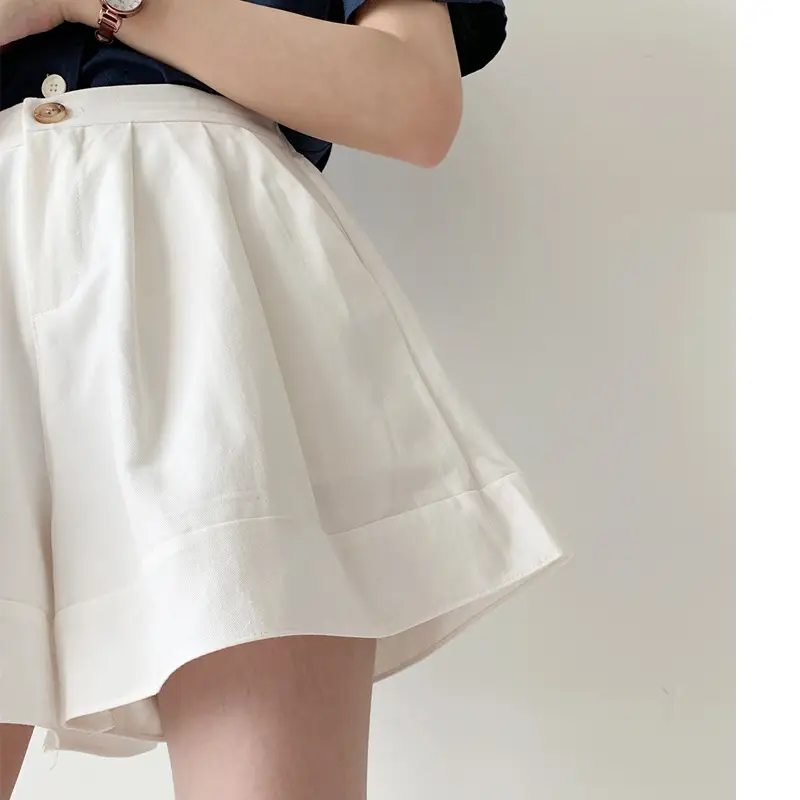 Women's White A-Line Cotton Shorts Large 2023 Summer - Image 5