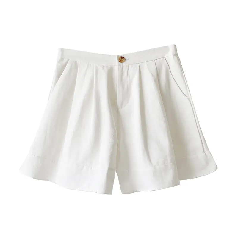 Women's White A-Line Cotton Shorts Large 2023 Summer - Image 6