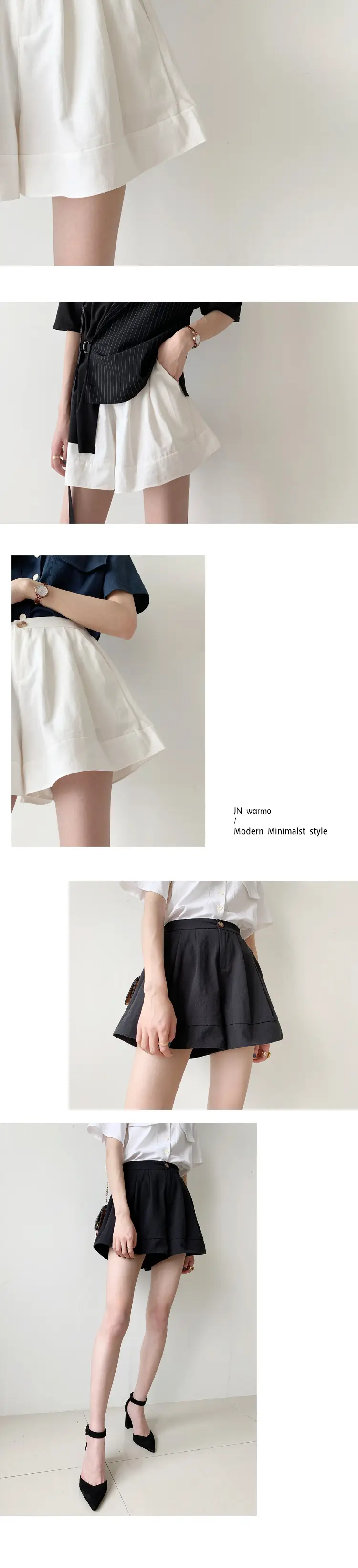 Women's White A-Line Cotton Shorts Large 2023 Summer — feature 4
