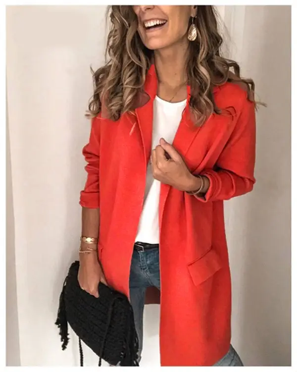 Women Red Long Sleeve Jacket Suit 2023 - Image 3
