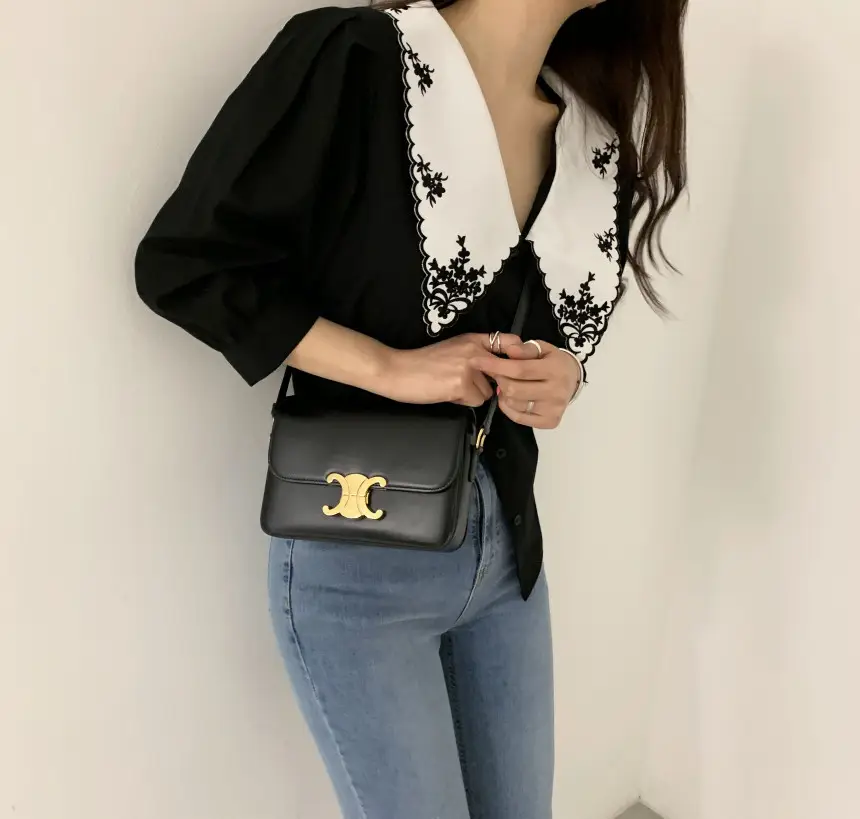 Women Embroidered Korean Chic Top with French Court Style Short Sleeve — feature 6