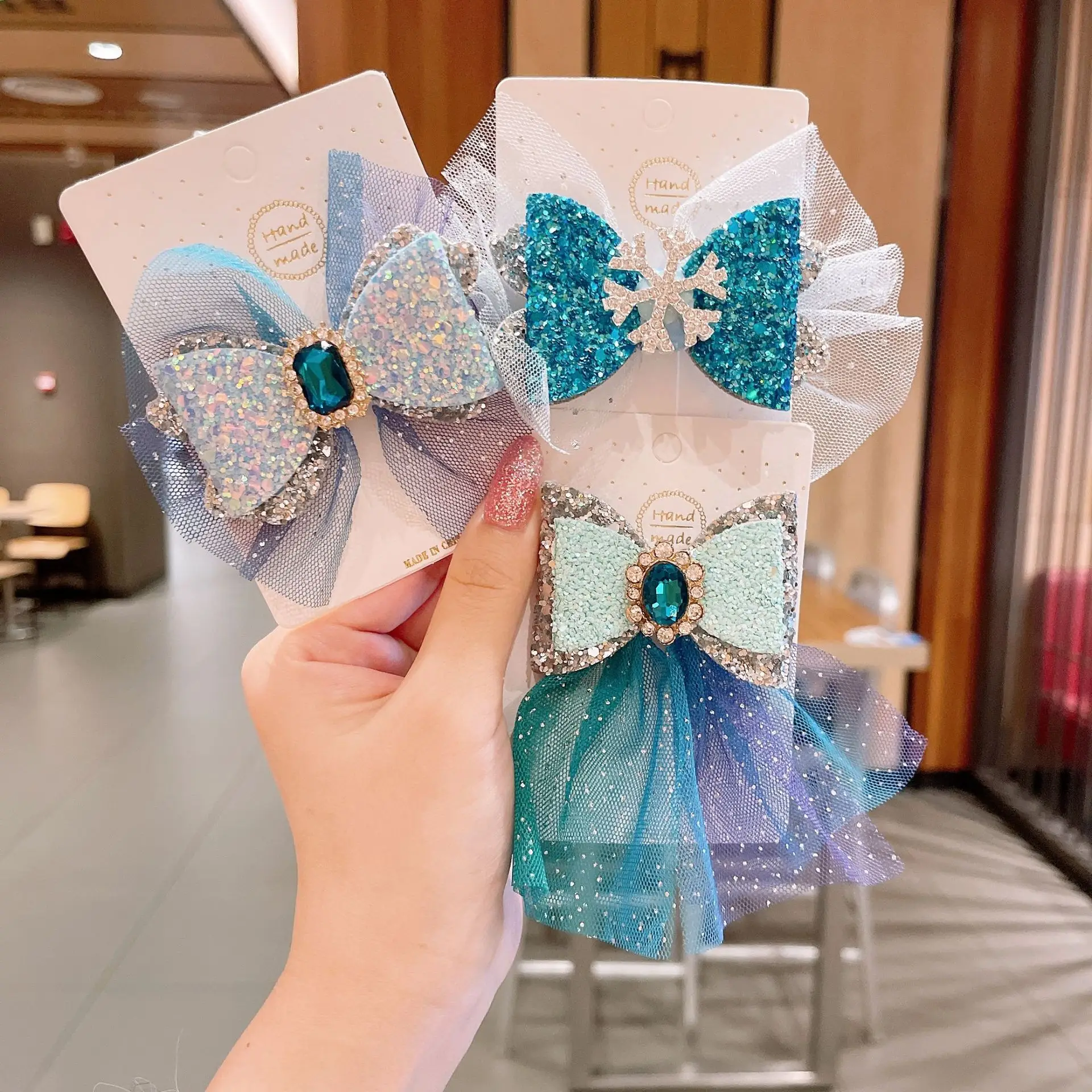 Blue Ice Princess Hairpin with Snowflake Crown