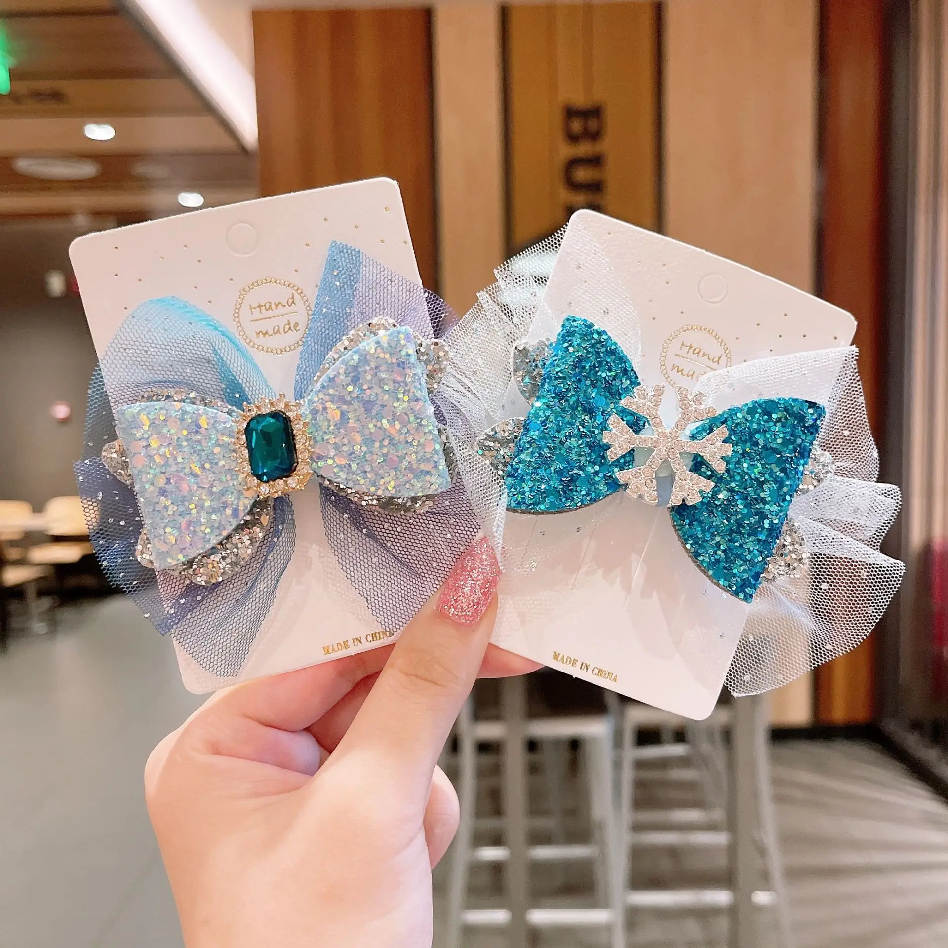 Blue Ice Princess Hairpin with Snowflake Crown