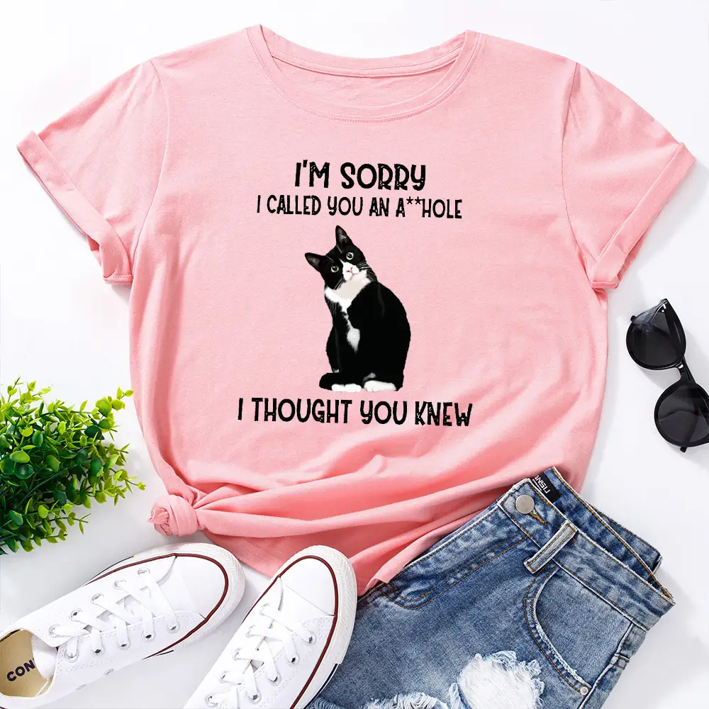 Yellow Cat Print T-Shirt for Women Loose Fit - Image 7