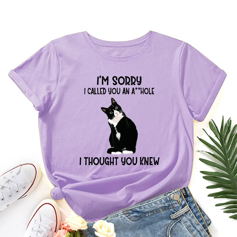 Yellow Cat Print T-Shirt for Women Loose Fit - Image 12