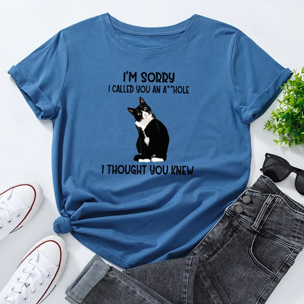 Yellow Cat Print T-Shirt for Women Loose Fit - Image 4