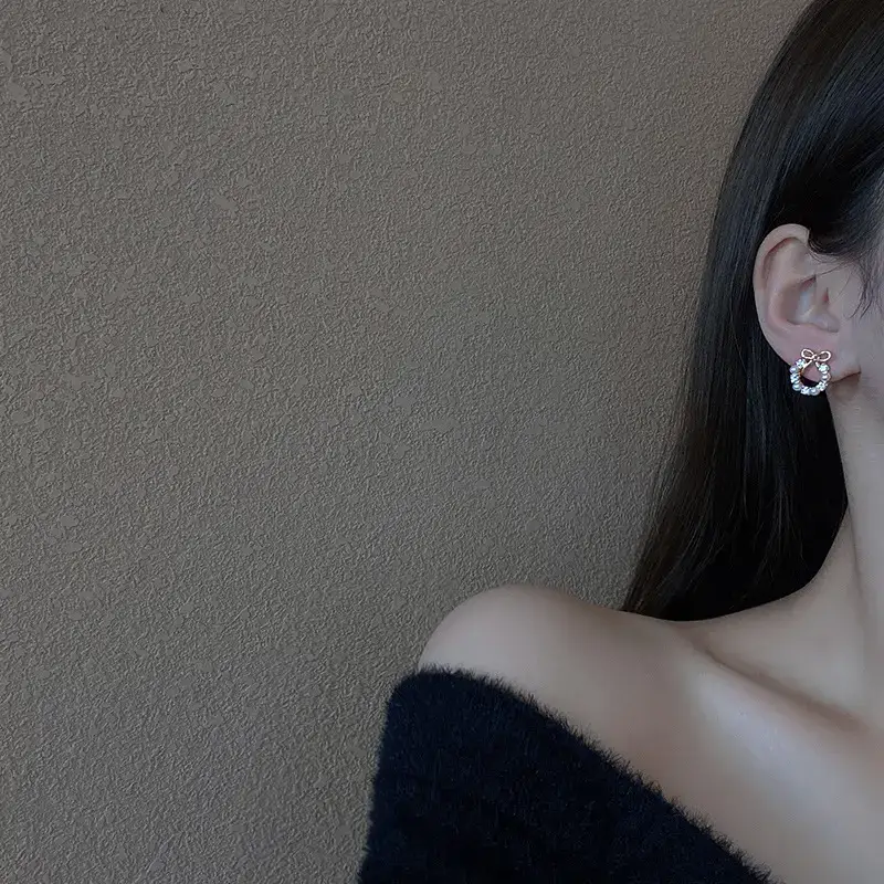 925 Silver Pearl Bow Earrings for Women