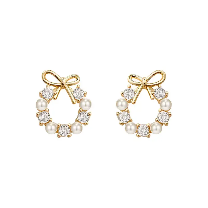 925 Silver Pearl Bow Earrings for Women