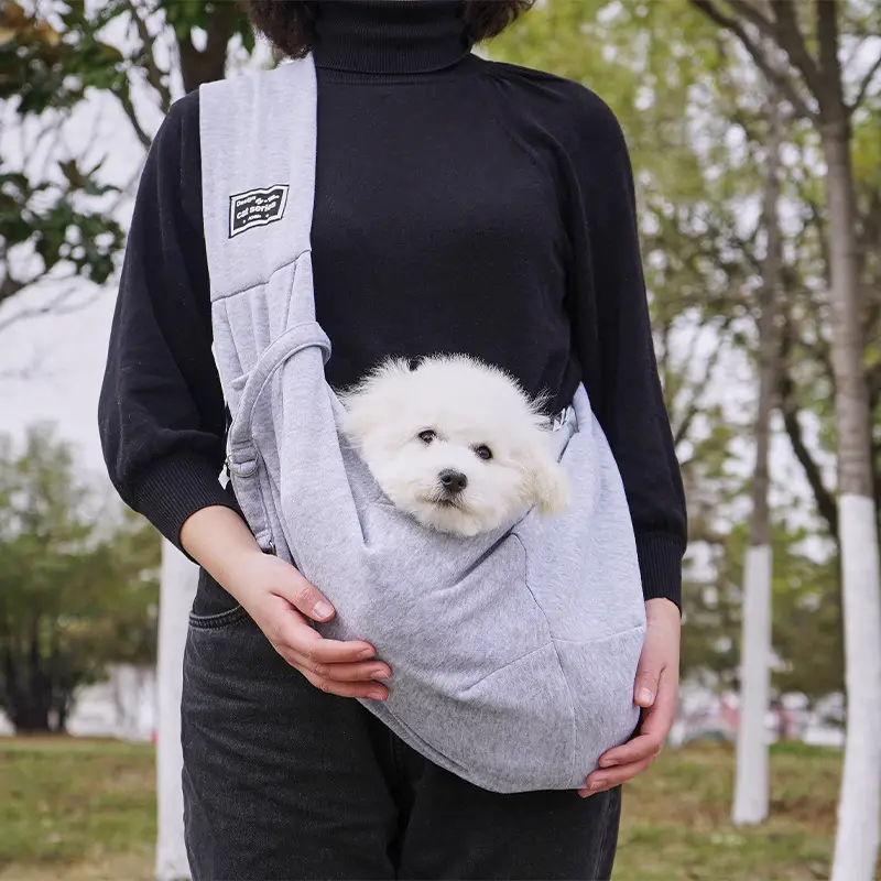 Pet Dog Crossbody Bag Gray Soft Pet Backpack
