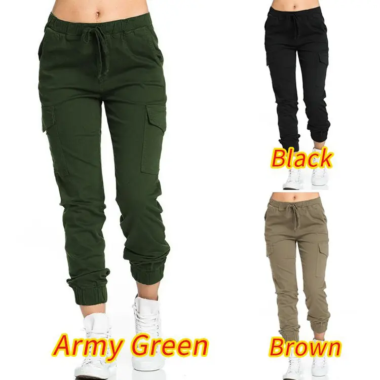 Women Yellow Elastic Waist Jogger Pants with Side Pocket - Image 11