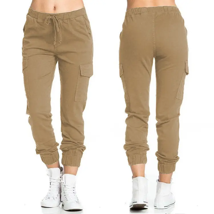 Women Yellow Elastic Waist Jogger Pants with Side Pocket - Image 13