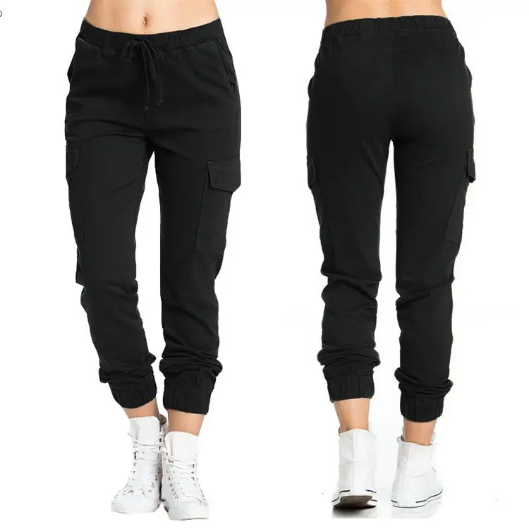 Women Yellow Elastic Waist Jogger Pants with Side Pocket - Image 4