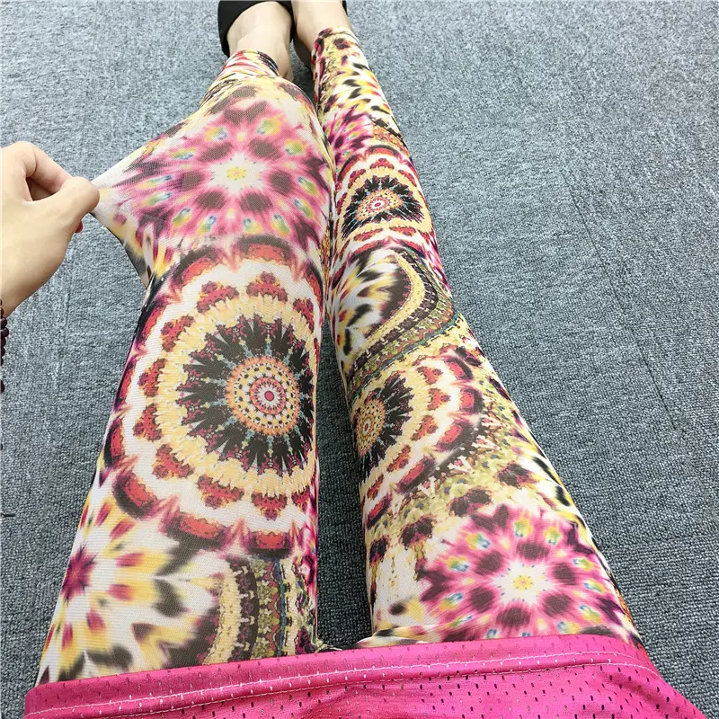 Women's Green Camo Mesh Leggings High Waist Summer - Image 39