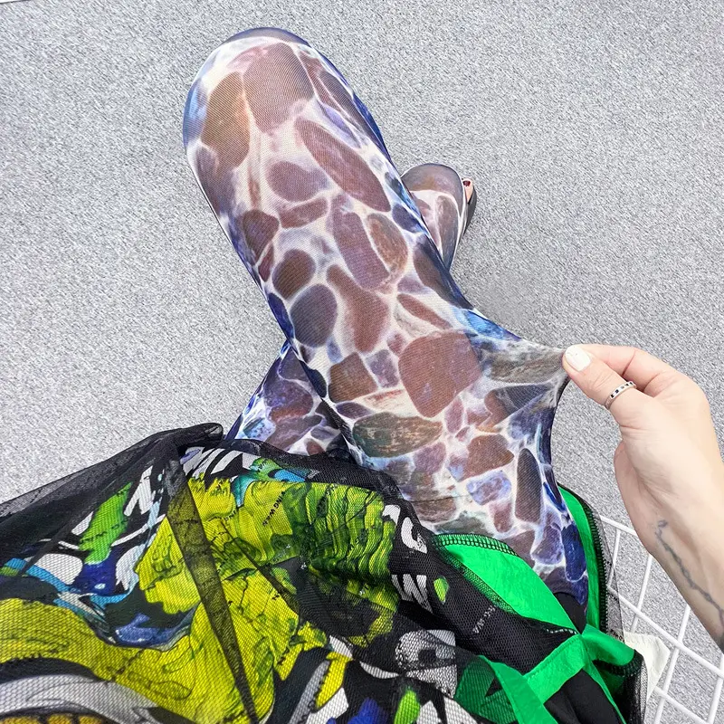 Women's Green Camo Mesh Leggings High Waist Summer - Image 10
