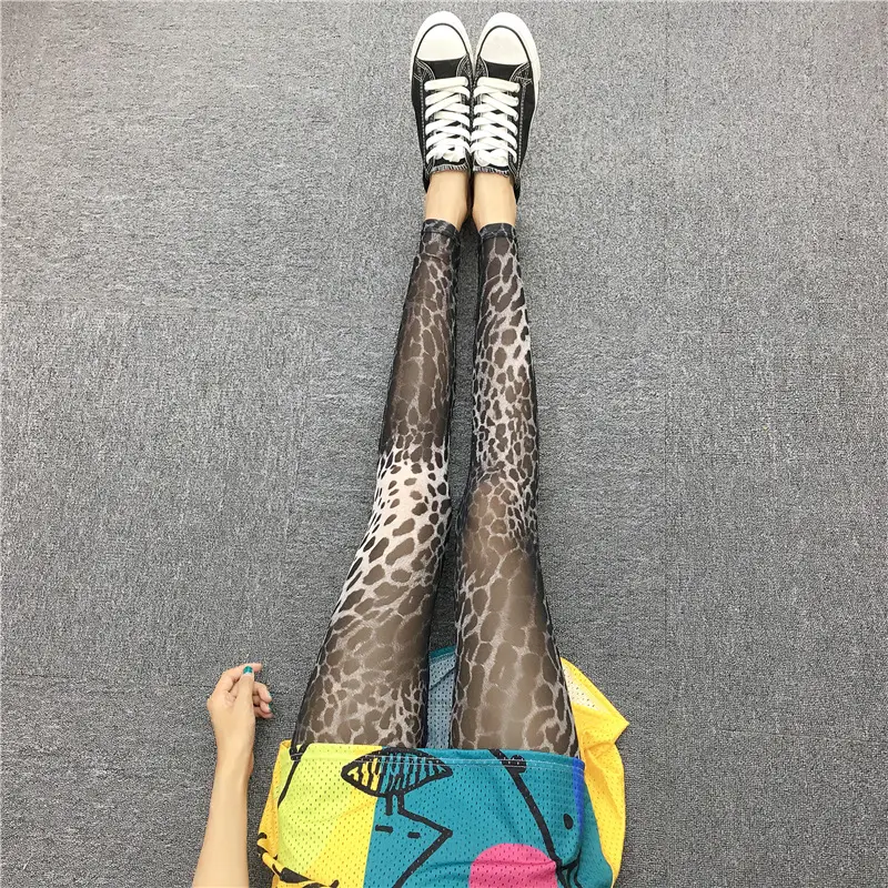 Women's Green Camo Mesh Leggings High Waist Summer - Image 11
