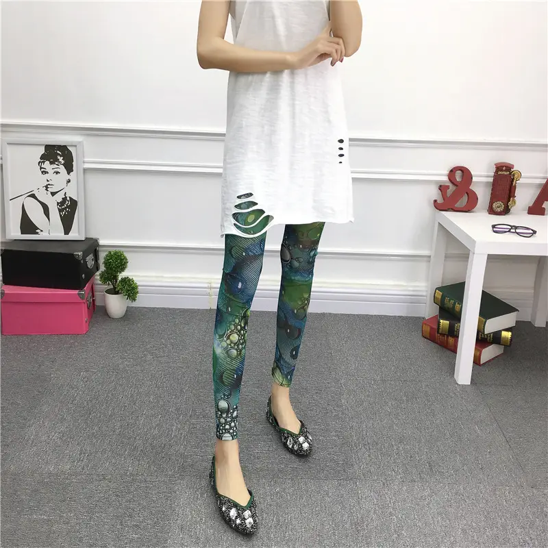 Women's Green Camo Mesh Leggings High Waist Summer - Image 14