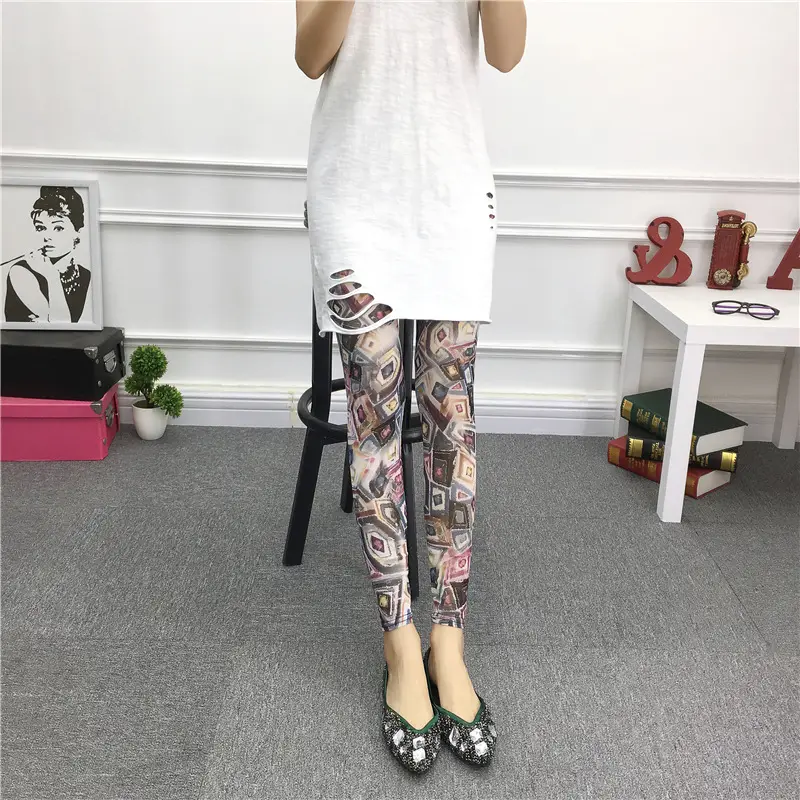 Women's Green Camo Mesh Leggings High Waist Summer - Image 17