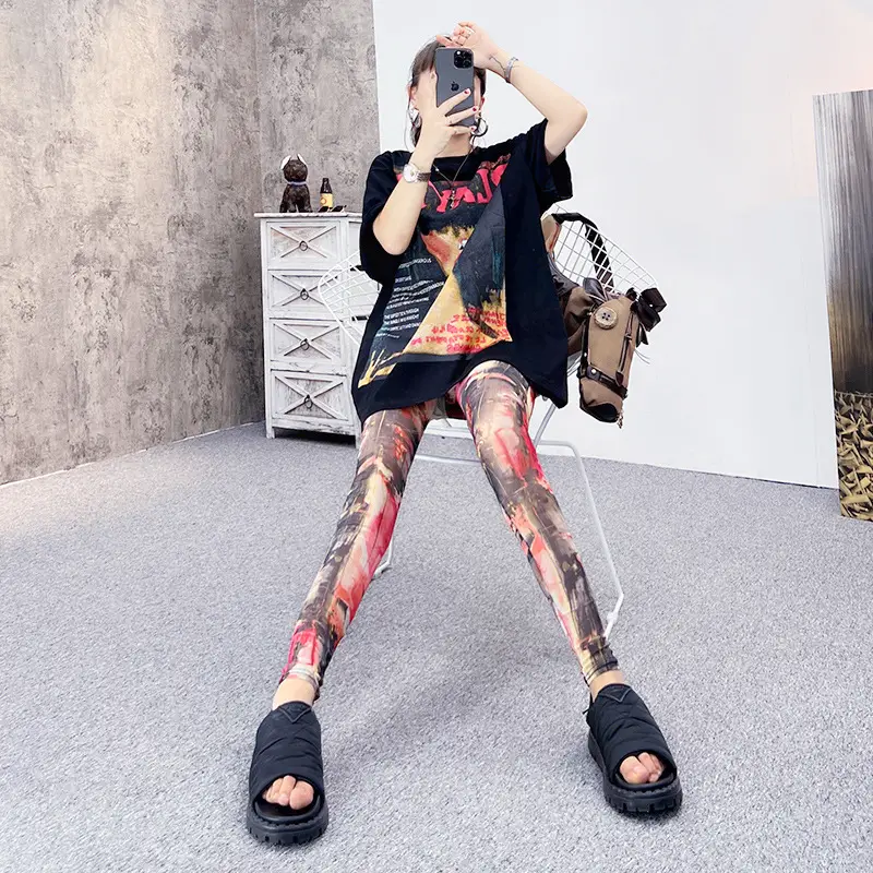 Women's Green Camo Mesh Leggings High Waist Summer - Image 26