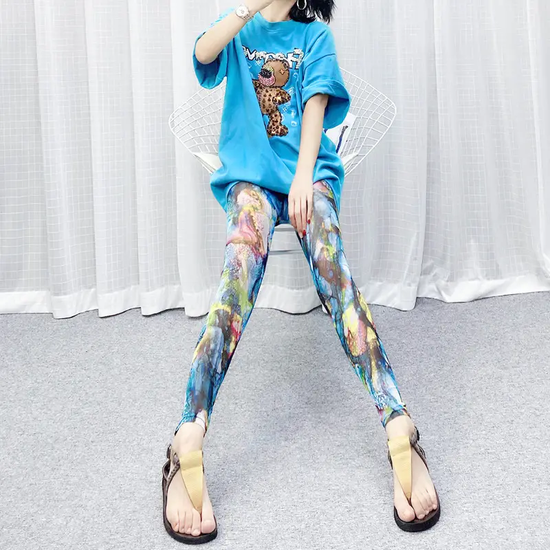 Women's Green Camo Mesh Leggings High Waist Summer - Image 28