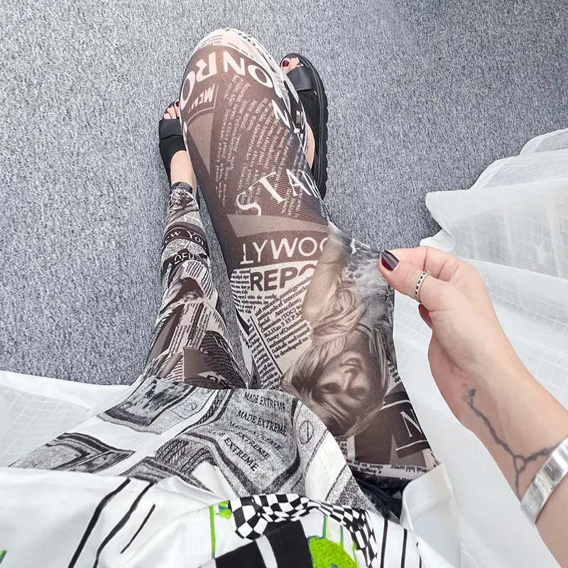 Women's Green Camo Mesh Leggings High Waist Summer - Image 30